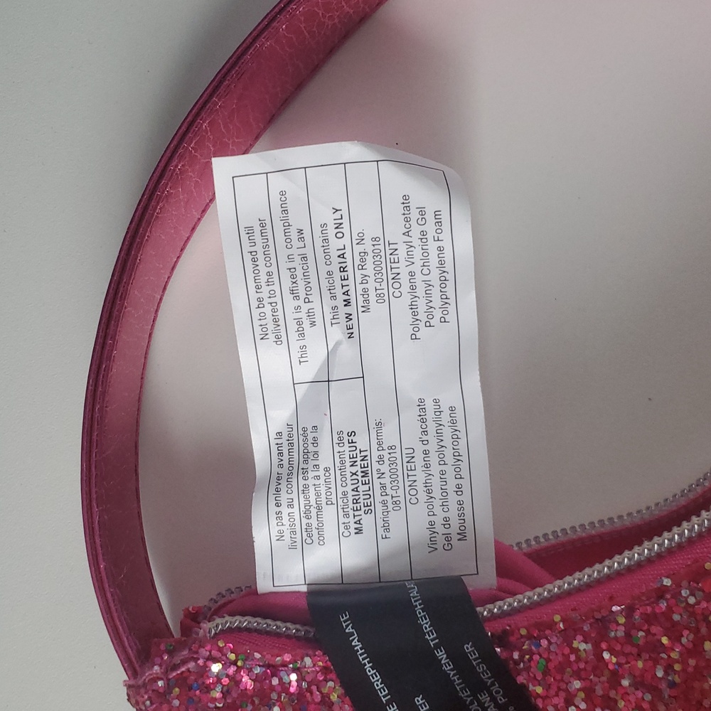 Claire’s Club Glitter Pink Handbag Sparkly Party Purse Mini Bag - Picture 8 of 10